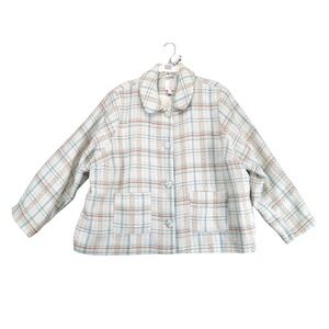 Lauren Conrad Peacoat Womens 3X Plus Size Tweed Plaid Button Front Classic Retro